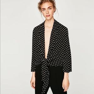 Zara Black and White Polka Dot Blazer